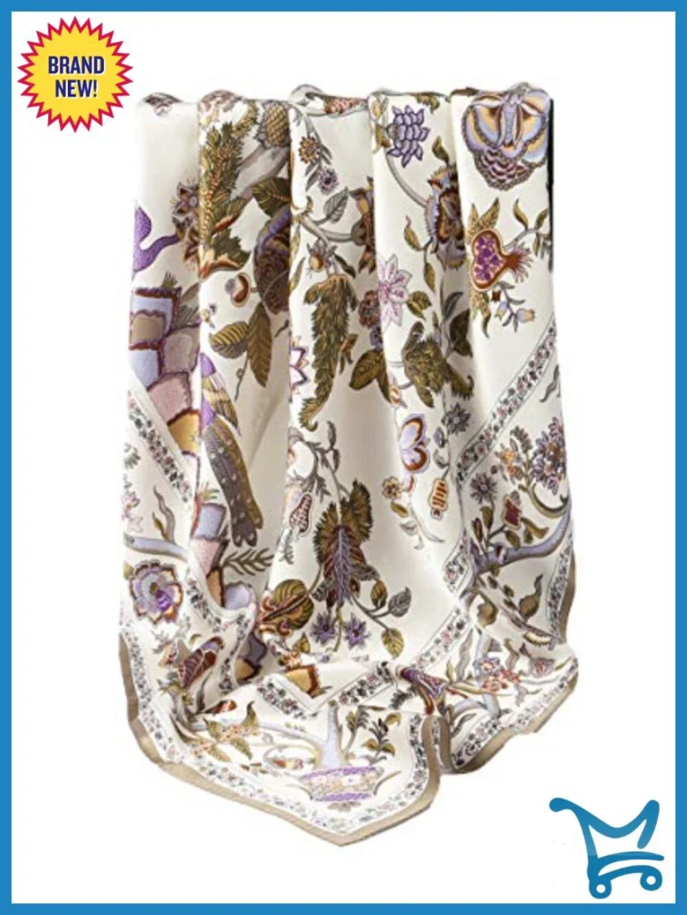 100% Silk Extra Large Fashion Scarf 42x42